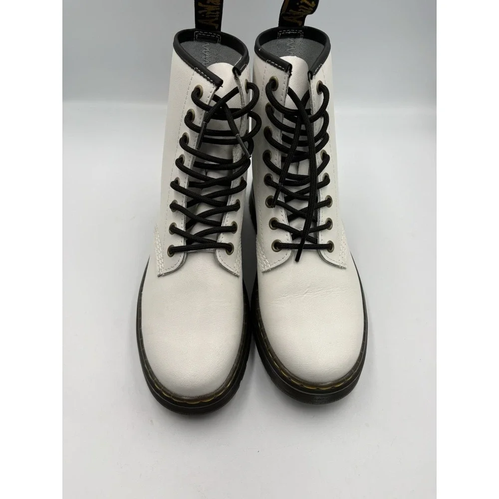 Dr. Martens Patent Leather Combat Lace-Up Ankle Boots White/Black Men 7